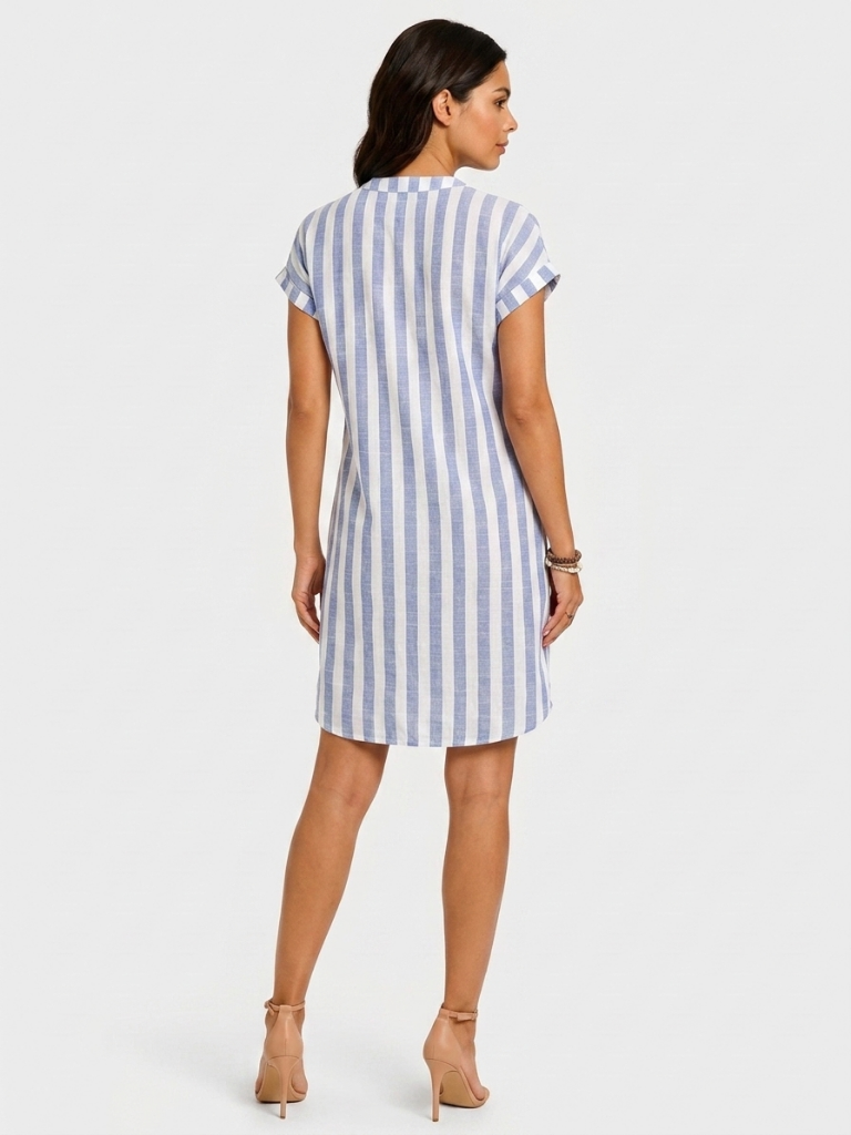 Annemiek | Robe Chemise Rayée Élégante