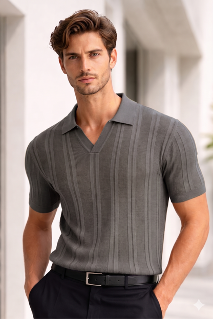 ITALIAN RIBBED KNIT POLO