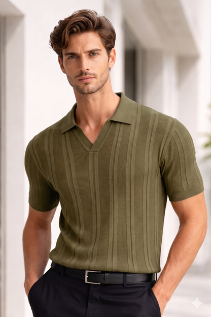 ITALIAN RIBBED KNIT POLO