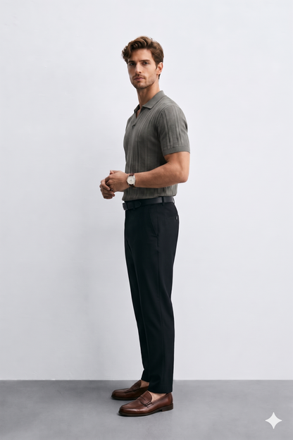 ITALIAN RIBBED KNIT POLO