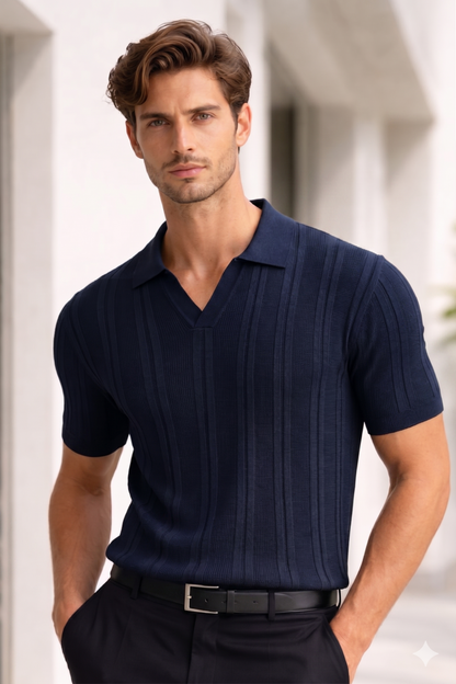 ITALIAN RIBBED KNIT POLO