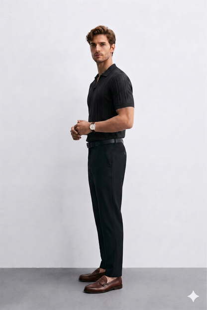 ITALIAN RIBBED KNIT POLO