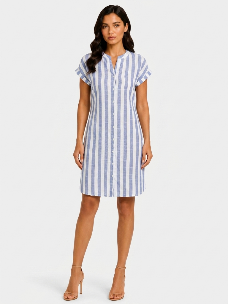 Annemiek | Robe Chemise Rayée Élégante