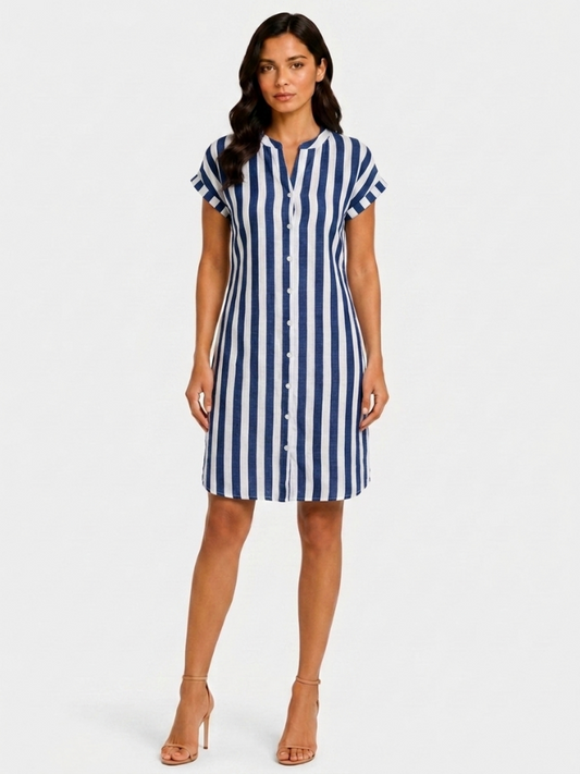 Annemiek | Robe Chemise Rayée Élégante