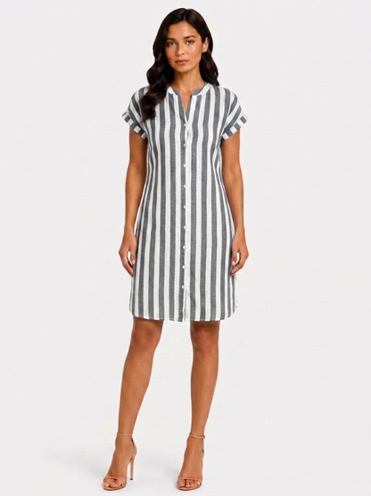 Annemiek | Robe Chemise Rayée Élégante
