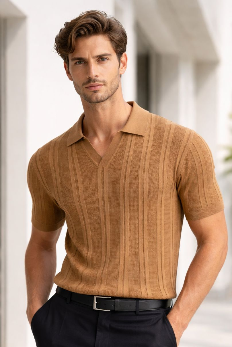 ITALIAN RIBBED KNIT POLO